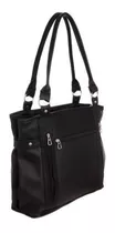 Cartera Shopper Kalton Bags 9025 Diseño Lisa De Cuero Sintético  Negra Asas Color Negro