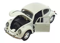 Carrinho De Ferro Miniatura Fusca Carros Brinquedo 1:32 Cor Branco