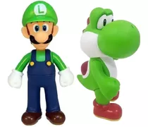Bonecos Grandes Luigi E Yoshi 23cm Coleção Super Mario Bros