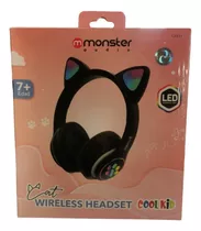 Audifonos Monster Cat Cool Kid Led Wireless Color Negro 