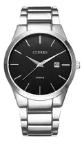 Reloj Curren Hombre Análogo Fechador Cuarzo Acero Ejecutivo Color De La Correa Plateado