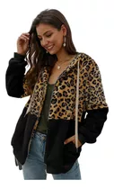 Campera Con Capucha Combinado Animal Print Polar Uniteduy