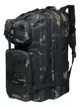 Mochila Táctica Grande Bigbro Kossok 39 Litros Viajes, Moto Color Camuflado Verde Diseño De La Tela Liso