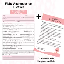  Kit Bloco Ficha De Anamnese Estética + Cuidados Limpeza De 