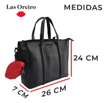 Cartera Mujer Las Oreiro Bolso Diaria Eco Cuero + Monedero * Acabado De Los Herrajes Metal Color Negro Color De La Correa De Hombro Negro Diseño De La Tela Liso