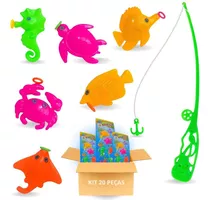 Kit 20 Pega Peixe Pescaria Infantil Brinquedo Vara De Pescar