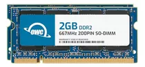 Memoria Ram 2gb Owc 4.0gb Kit (2x ) Pc2-5300 Ddr2 667mhz So-dimm 200 Pin Upgrade Kit