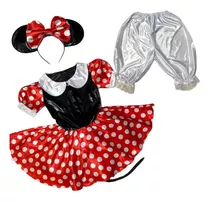 Disfraz Minnie Mouse Vestido Mimi Rojo Dama Con Orejas