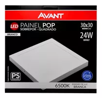 Painel Plafon Sobrepor Quadrado 24w Bivolt Luz Branca Avant 110v/220v