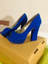 Zapatos Con Plataforma Azules. Talle 36 