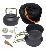 Set Ollas Camping + Balón Pequeño De Gas Para Cocinilla