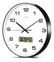Timess Reloj De Pared Con Calendario, Esfera Blanca De 14 Pu