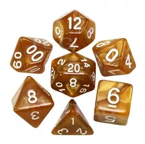 Dados Para Rpg Com Sete - Marrom C/nº Branco