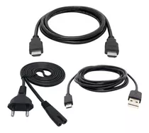 Kit Sony Ps4 Cabos P/ Ps4 Energia Usb+ Força Ac+hdmi 1.5 M