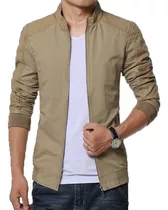 Calidad Chaqueta Hombre Drill Cuero Forrada Casual Ropa