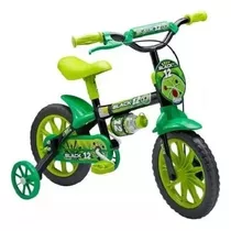 Bicicleta Infantil Nathor Black 12 Preta/verde Com Rodinha