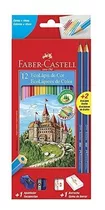 Creyones Faber Castell X 12 Colores + 1 Borrador + 2 Lapiz
