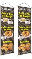 Kit Banners Café Pão De Queijo Bolo Salgados Padaria Lanche