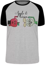 Camiseta Luxo Maçã E Cebola Desenho Animado Cartoon Apple