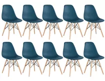 10 Cadeiras Charles Eames Wood Cozinha Eiffel Dsw Cores Cor Da Estrutura Da Cadeira Azul-petróleo