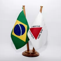 Bandeira De Mesa Brasil E Estado Minas Gerais 12x17cm