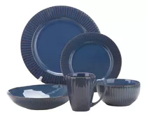 Juego De 30 Platos Azules - Vajilla Ceramica