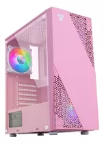 Gabinete Gamer Fantech Mid Tower Vidrio Templado + 4 Fan Rgb Color Rosa