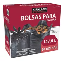 Kirland Signature, Bolsas Para Basura De Plástico 90 Piezas Color Negro