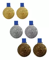 Kit 6 Medalha Metal C/fita Azul Honra Ao Mérito Premiação