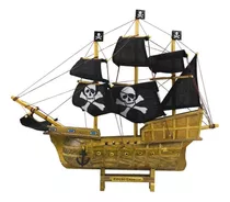 Miniatura Barco Navio Madeira Decoração Pirata 33cm Veleiro