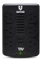 Estabilizador Trv Powersafe Gamer 6tomas/2usb/rj45 Negro