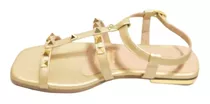 Sandalia Plana Con Taches Dorado Ambar Lem Ref. S00013-03