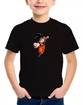 Remera Negra Niño Algodón Personalizada Goku Dragon Ball Z