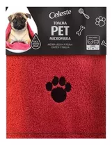 Toalha Pet Para Banho Cães E Gatos Microfibra Alta Absorção Cor Vermelho