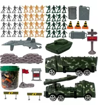 Kit Bonecos Solados De Brinquedo + Veiculos Militares Guerra