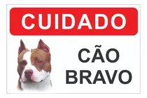 Placa Cuidado Cão Bravo Pitbull