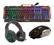 Kit Gamer Teclado Semi-mecânico + Mouse + Headset Fone Led 