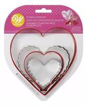 Cortadores Para Galleta Corazon Metal / San Valentin Wilton Color Rojo