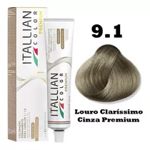  Coloração Itallian Color 60g Profissional Cores Diversas Tom 9.1 Louro Clarissimo Cinza Premium