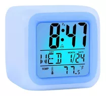 Relógio Despertador Digital De Mesa Criado Mudo Led Colorido Cor Rgb Pilhas
