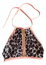 Top Lycra Animal Print Bikini Escote Calado (less De Regalo)