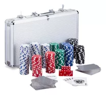 Juego Maletín De Poker C/ Llave 300 Fichas Cartas Y Dados