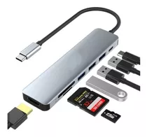  Adaptador 7 En 1 Usb Tipo C Con 4k Hdmi Multipuerto Card 