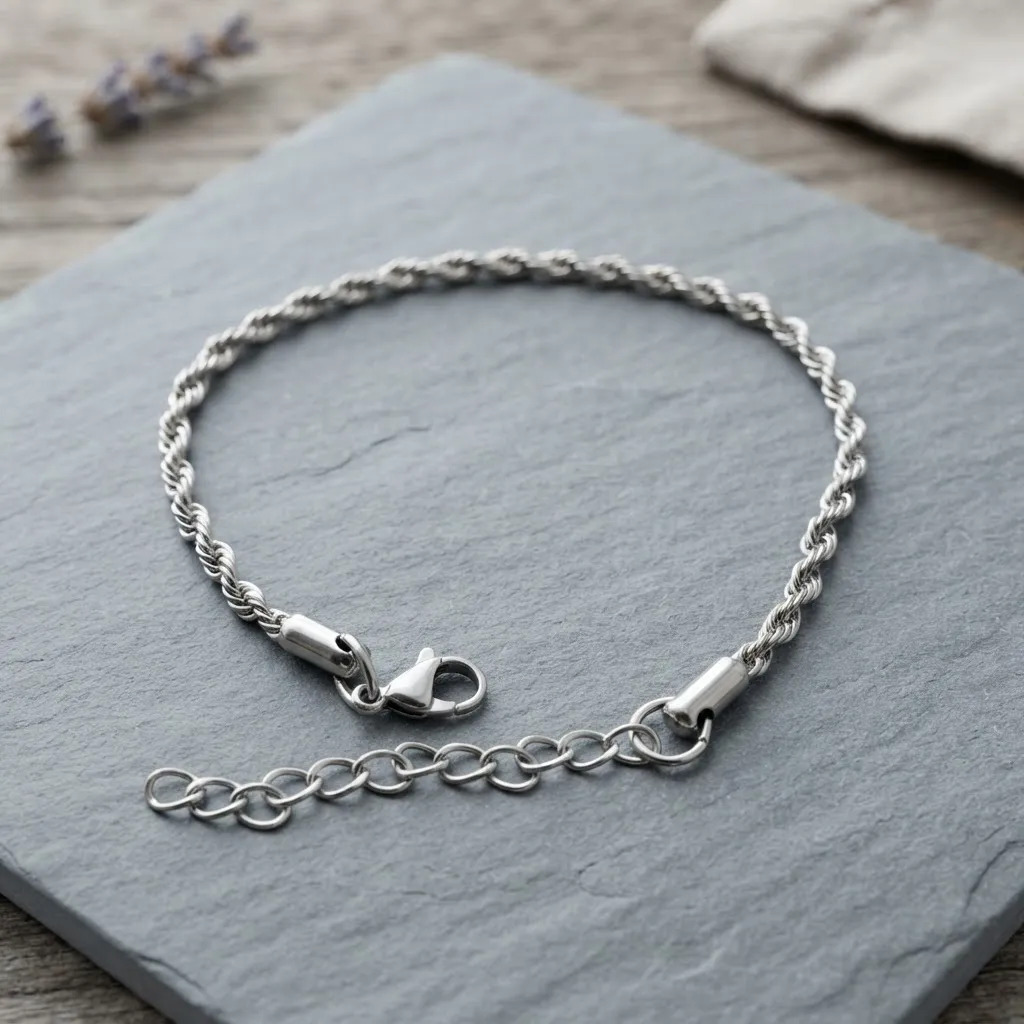Pulsera Torsal Hombre Esclava Plata Acero Inoxidable 3 Mm Plateado 10 Cm 18 Cm