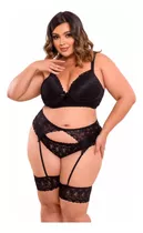 Conjunto Lingerie Sexy Sensual Plus Size Bojo C/ Cinta Liga 