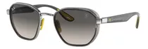 Óculos De Sol Ray-ban Scuderia Ferrari Collection Standard Armação De Metal Cor Polished Shiny Gunmetal, Lente Grey Degradada, Haste Shiny Grey - Rb3674m