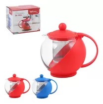 Chaleira De Vidro Com Infusor 750ml Colors Cor Vermelho