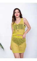 Conjunto Pollera + Top Crochet Hilo Calado Mujer Talle Xl