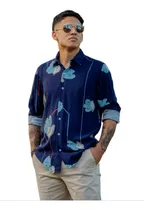 Camisas De Hombre En Fibrana Estampada.