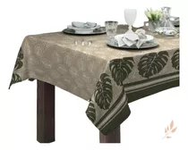 Toalha De Mesa 6 Lugares Quadrada Premium Linhão 1,40x2,10m Cor Costela De Adão